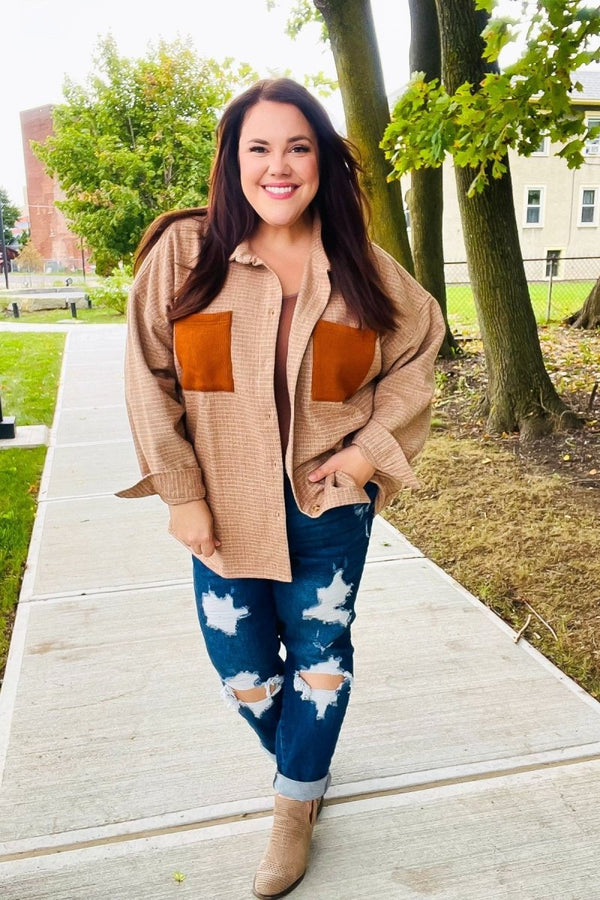 Start You Day Rust Flannel Plaid Oversized Shacket - Coeur de la Mode