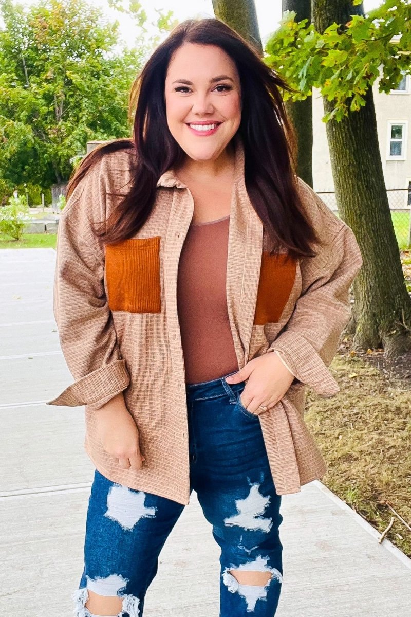 Start You Day Rust Flannel Plaid Oversized Shacket - Coeur de la Mode
