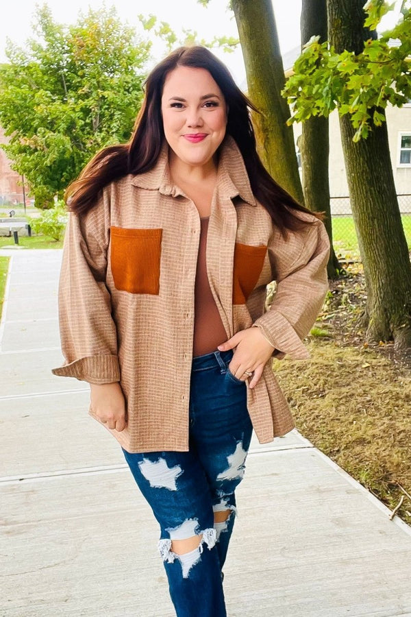 Start You Day Rust Flannel Plaid Oversized Shacket - Coeur de la Mode