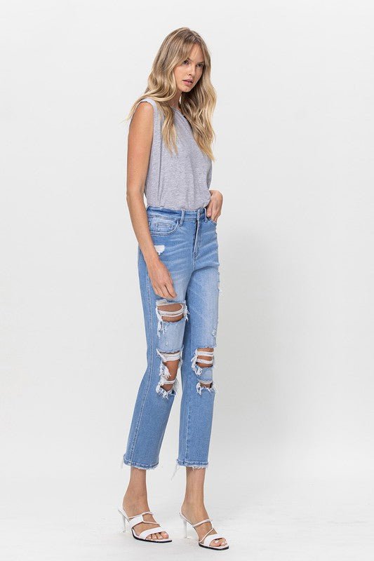 Stretch Super High Rise Crop Straight - Coeur de la Mode