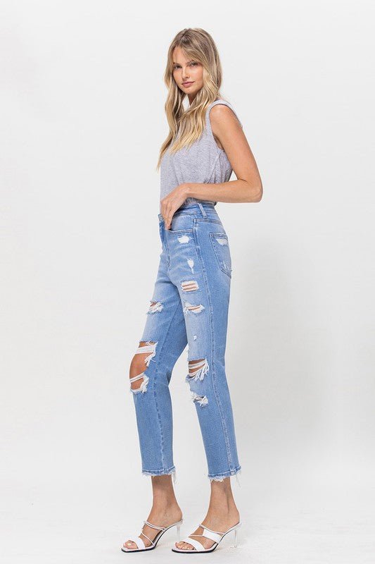 Stretch Super High Rise Crop Straight - Coeur de la Mode