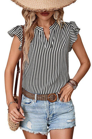 Striped short sleeve blouse - Coeur de la Mode