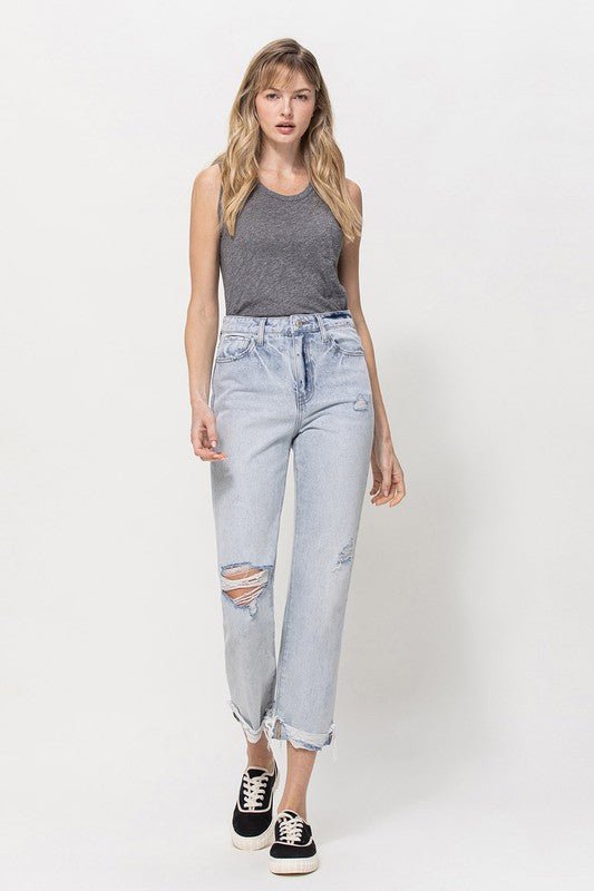 Super High Relaxed Cuffed Straight Jeans - Coeur de la Mode