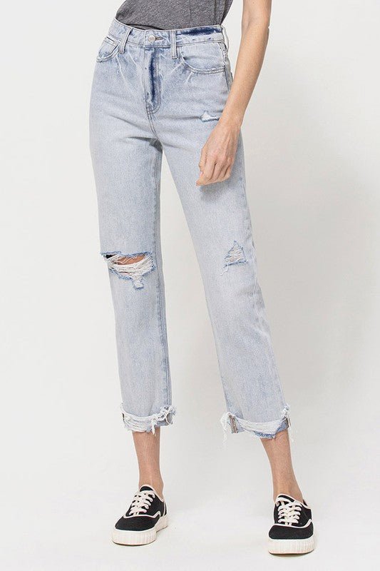 Super High Relaxed Cuffed Straight Jeans - Coeur de la Mode