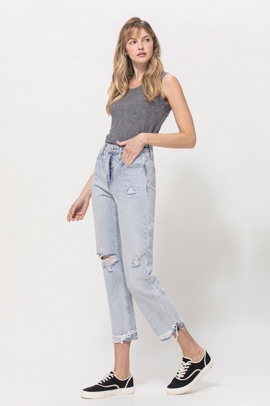 Super High Relaxed Cuffed Straight Jeans - Coeur de la Mode