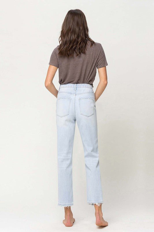 Super High Rise Distressed Crop Straight Jeans - Coeur de la Mode