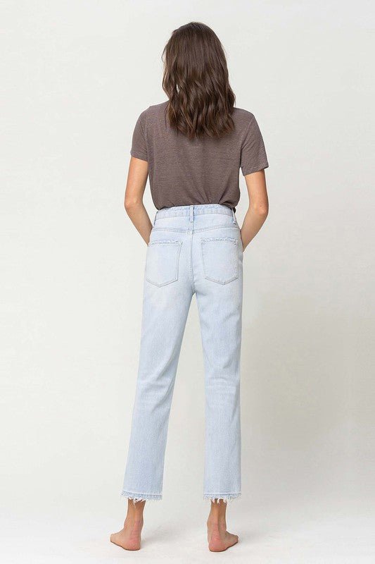 Super High Rise Distressed Crop Straight Jeans - Coeur de la Mode