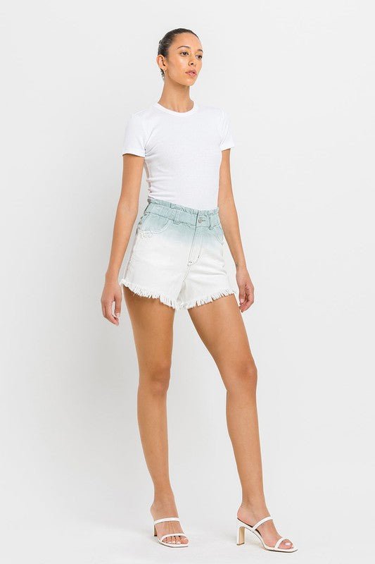 Super High Rise Paperbag Waistband Ombre Shorts - Coeur de la Mode
