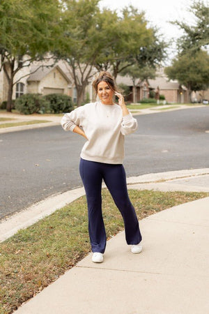 The Mila Navy Bootcut Leggings - Coeur de la Mode
