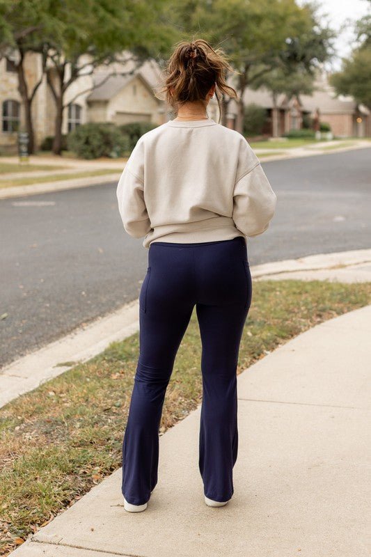 The Mila Navy Bootcut Leggings - Coeur de la Mode