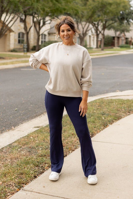 The Mila Navy Bootcut Leggings - Coeur de la Mode