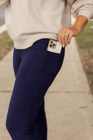 The Mila Navy Bootcut Leggings - Coeur de la Mode