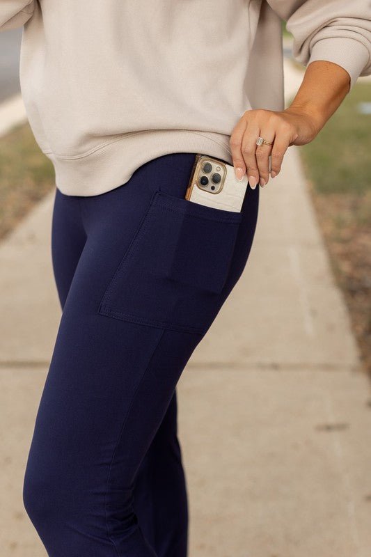 The Mila Navy Bootcut Leggings - Coeur de la Mode