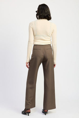 TROUSER PANTS WTIH ADJUSTABLE WAIST BAND BUCKLE - Coeur de la Mode
