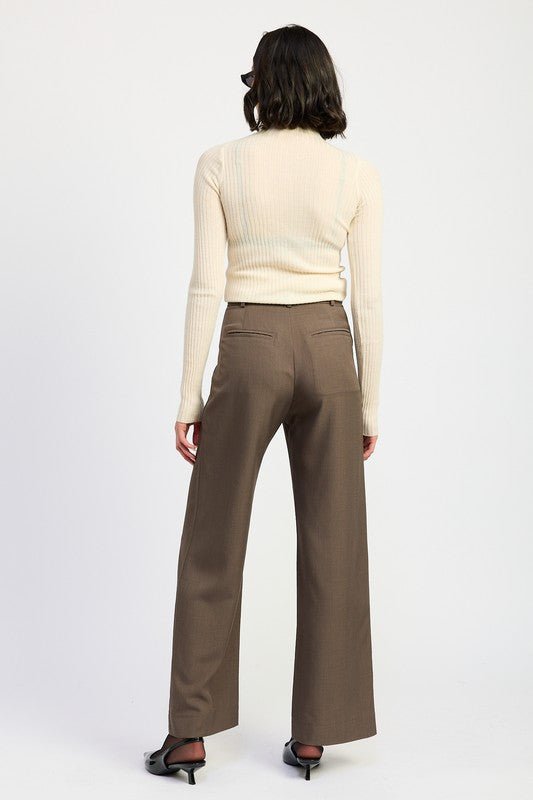 TROUSER PANTS WTIH ADJUSTABLE WAIST BAND BUCKLE - Coeur de la Mode