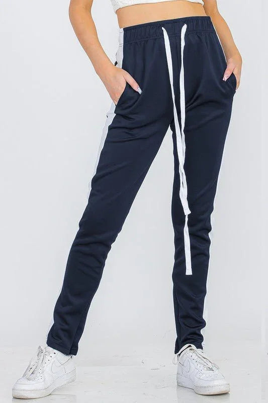 UNISEX WOMENS TRACK PANT SINGLE STRIPE - Coeur de la Mode
