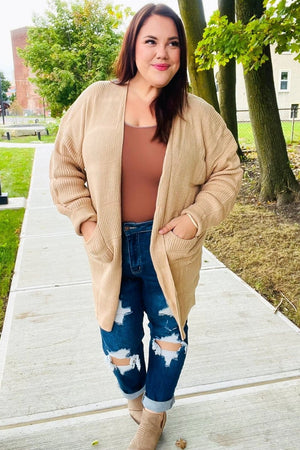 You Got This Oatmeal Striped Knit Open Cardigan - Coeur de la Mode
