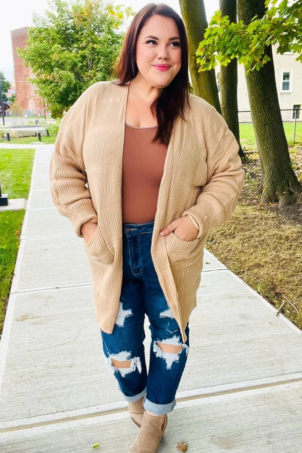 You Got This Oatmeal Striped Knit Open Cardigan - Coeur de la Mode