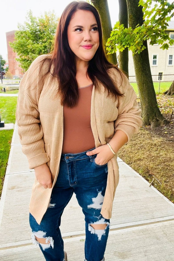 You Got This Oatmeal Striped Knit Open Cardigan - Coeur de la Mode
