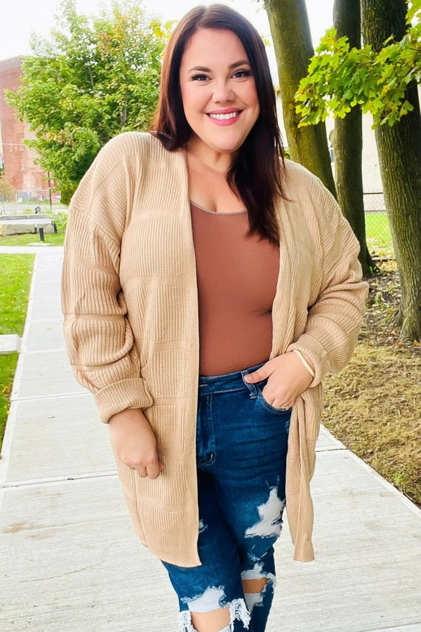 You Got This Oatmeal Striped Knit Open Cardigan - Coeur de la Mode
