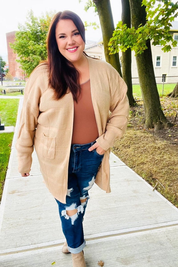 You Got This Oatmeal Striped Knit Open Cardigan - Coeur de la Mode