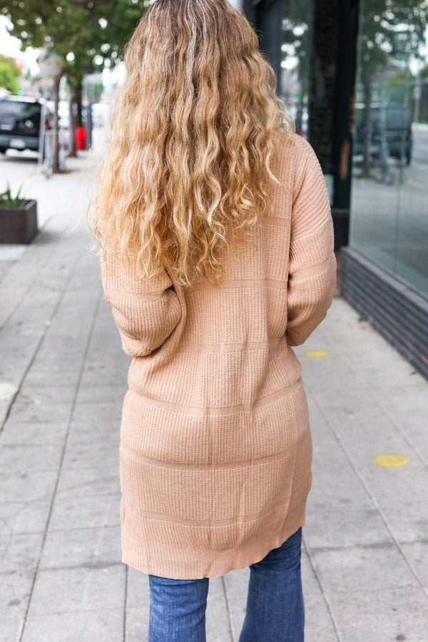 You Got This Oatmeal Striped Knit Open Cardigan - Coeur de la Mode