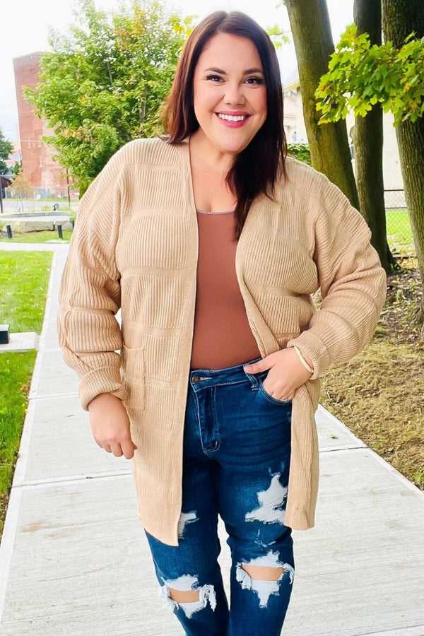 You Got This Oatmeal Striped Knit Open Cardigan - Coeur de la Mode
