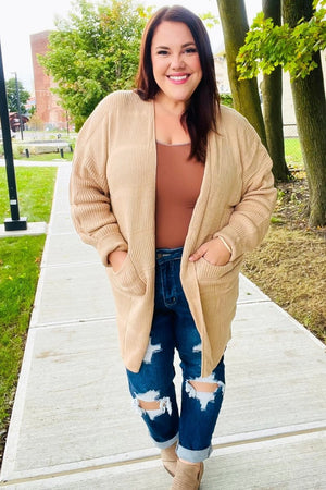 You Got This Oatmeal Striped Knit Open Cardigan - Coeur de la Mode