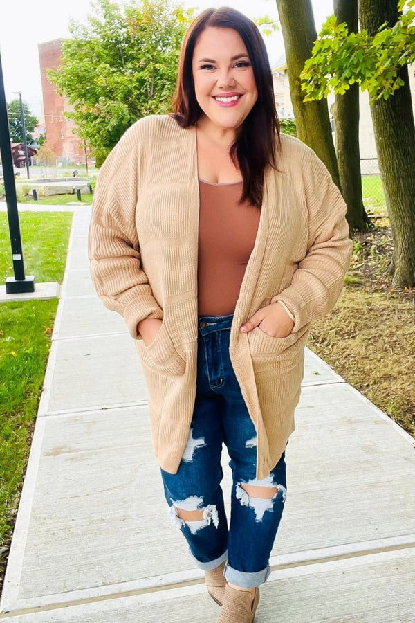 You Got This Oatmeal Striped Knit Open Cardigan - Coeur de la Mode