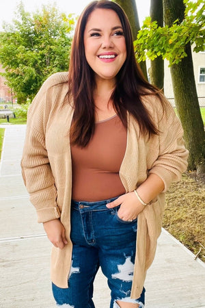 You Got This Oatmeal Striped Knit Open Cardigan - Coeur de la Mode