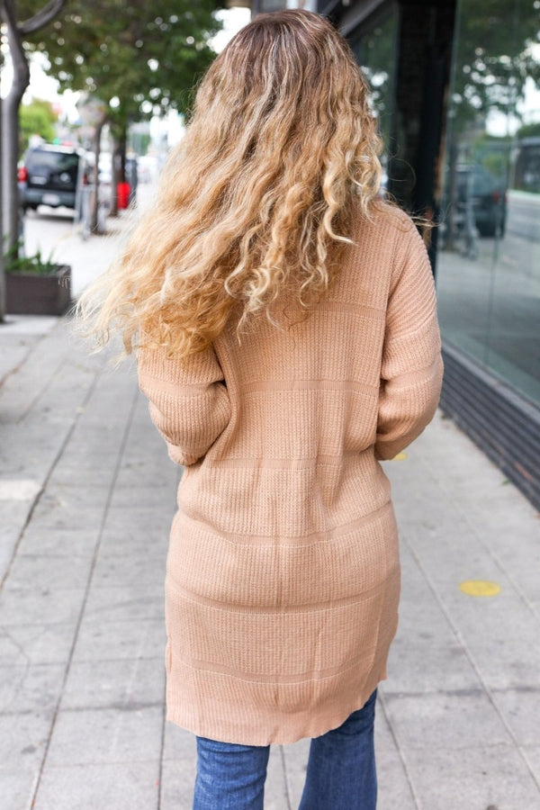 You Got This Oatmeal Striped Knit Open Cardigan - Coeur de la Mode